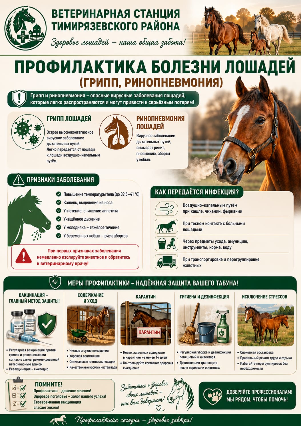 Профилактика болезней лошадей: грипп и ринопневмония